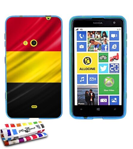 COQUE NOKIA LUMIA 625 DRAPEAU BELGIQUE SILICONE BLEU SOUPLE (TPU)
