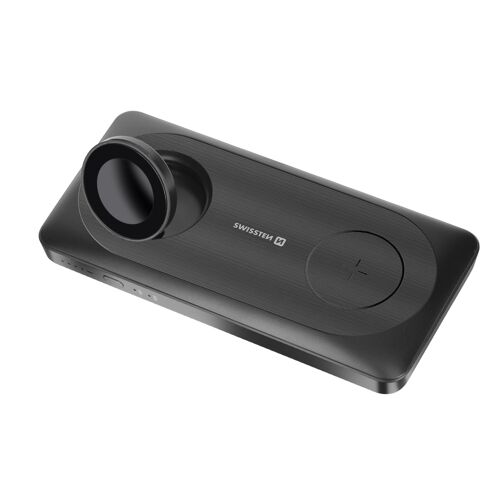Batterie Externe Sans Fil 15w Pour Iphone Et Apple Watch, Usb + Usb-C Swissten Noir