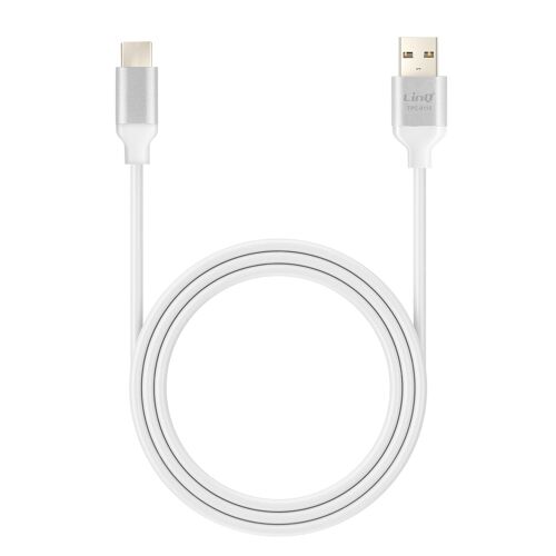 Câble USB vers USB C Fast Charge 3A Synchronisation Longueur 1.5m LinQ Argent