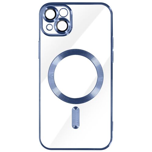 Coque MagSafe pour iPhone 14 Silicone Protection Caméra Chromé Bleu Clair
