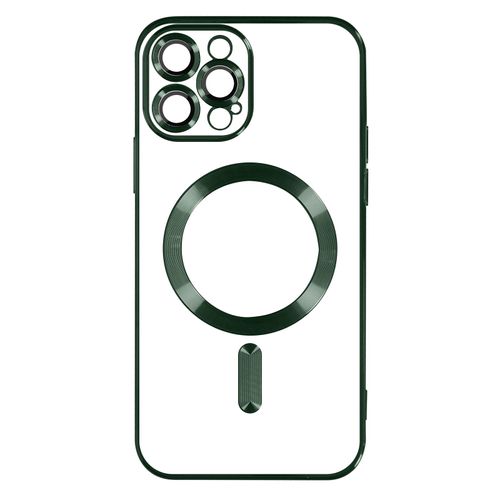 Coque Magsafe Pour Iphone 13 Pro Silicone Protection Caméra Contour Chromé Vert