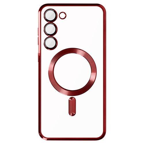 Coque MagSafe pour Samsung S23 Plus protection caméra Transparent / Rouge