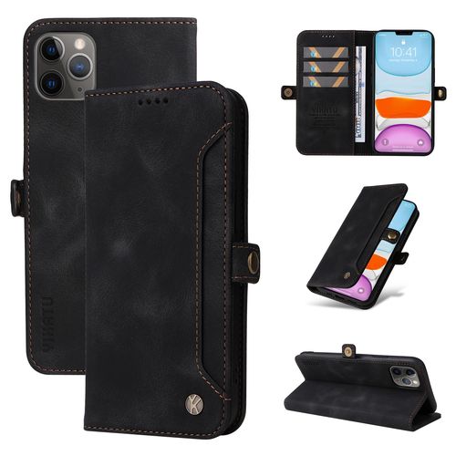 Coque Iphone 11 Pro Max,Etui A Rabat Pour Iphone 11 Pro Max,Etui Portefeuille 4 Emplacements Pour Cartes,1 Money Pocket,Coque Pour Iphone 11 Pro Max,Noir