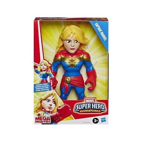 Figurine Captain Marvel 25 Cm - Super Heros Adventures - Personnage Articulé Marvel - Jouet Mega Mighties - Set Garçon Et 1 Carte Animaux