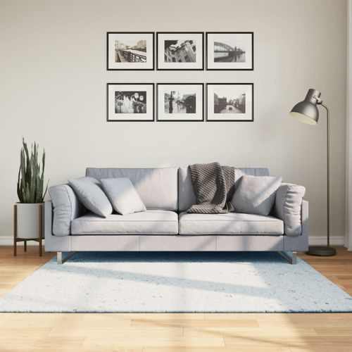 Vidaxl Tapis Huarte À Poils Courts Doux Et Lavable Bleu 160x160 Cm