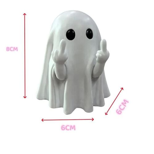 Pop39535-A - Décoration De Fantôme Mignon Pour Halloween, Doigt D'honneur, Statue De Fantôme Mignonne Pour La Décoration De La Cheminée À La Maison, Corps Lisse, Améliore L'atmosphère Festive