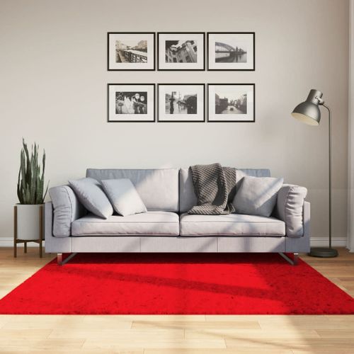 Vidaxl Tapis Huarte À Poils Courts Doux Et Lavable Rouge 160x160 Cm