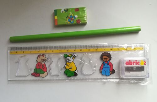 Set De Papeterie Gomme, Crayon Papier Et Règle Avec Taille Crayon