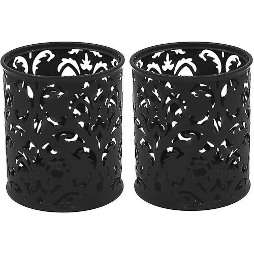 Lot De 2 Porte-Crayons Ronds À Motif Floral, 8,3 X 9,5 Cm, En Métal, Organiseurs De Bureau Décoratifs Pour Fournitures De Bureau Et Pinceaux De Maquillage.