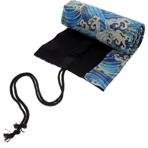 Trousse À Crayons Bleue Durable - Trousse Enroulable En Coton Et Lin Pour Un Rangement Organisé, Légère Et Portable Pour Les Artistes