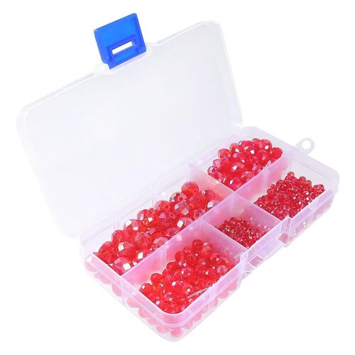 Pack De Perles De Cristal Diy - 710 Perles De Verre Artificielles Rouges Pour La Fabrication De Bijoux Et Les Projets D'artisanat