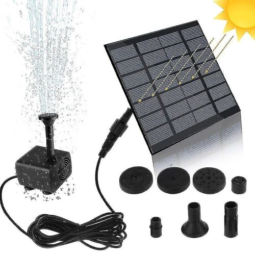 Pompe solaire pour bassin avec panneau solaire 7 V, débit de 200 l/h, hauteur de refoulement de 120 cm, 6 buses pour la décoration du jardin et la circulation de l'eau