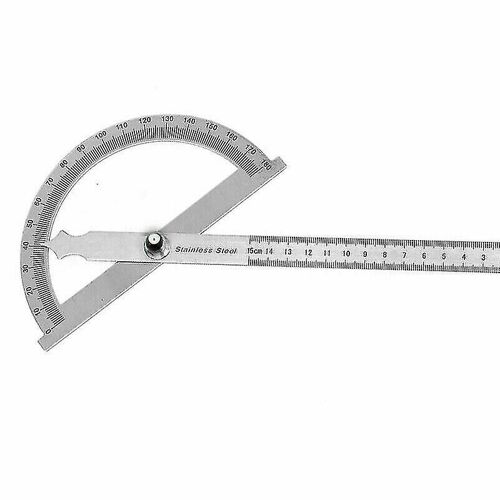 Rapporteur d'angle rotatif en acier inoxydable de 0 à 180 degrés pour le travail du bois ¿ Règle de 15 cm, durable et réglable