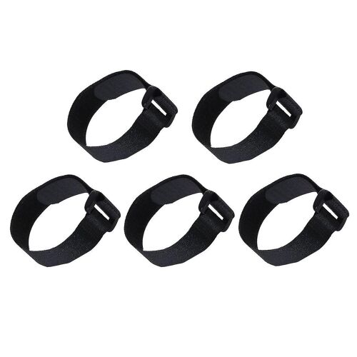 Lot de 5 sangles auto-agrippantes noires de 30 cm ¿ Attaches-câbles en nylon durables pour l'organisation, les travaux manuels, le camping et bien plus encore