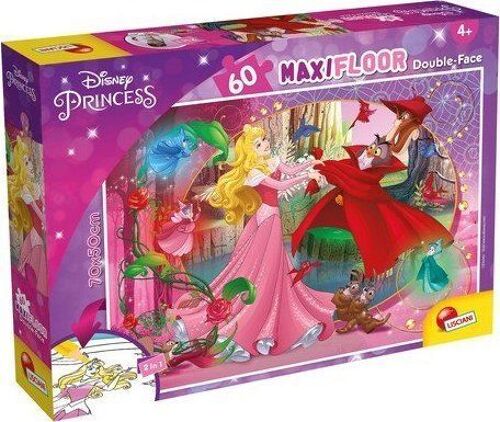 Lisciani Maxi Puzzle pour enfants a partir de 4 ans 60 pi ces 2 en 1 Double Face Recto Verso avec le dos colorier - Disney La Belle au bois dormant Aurora - 91768