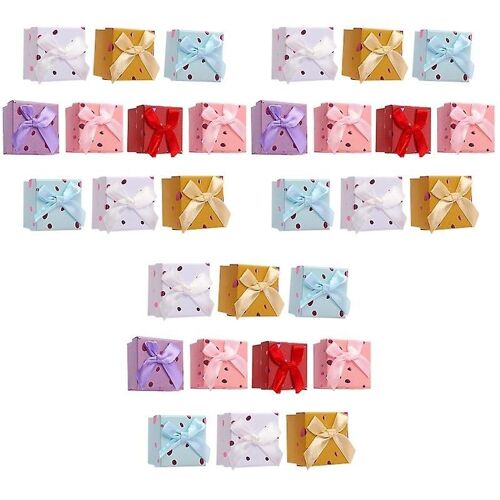 Coffret À Bijoux Délicat Avec Noeud Papillon ¿ 30 Boîtes De Rangement En Papier De Qualité Supérieure Pour Bagues Et Clous D'oreilles ¿ Rouge, Bleu, Violet