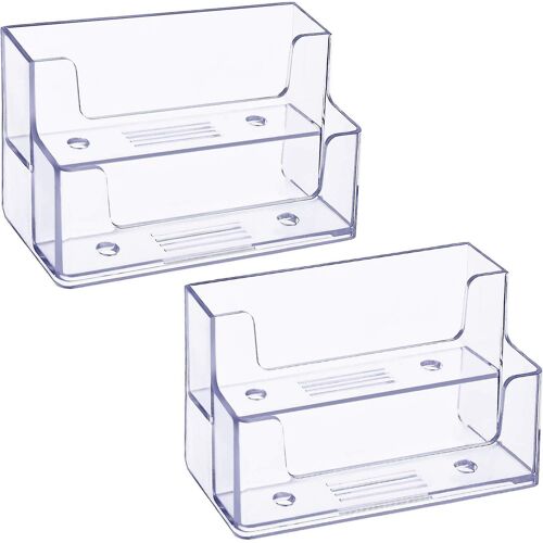 Porte-Cartes De Visite À 2 Niveaux, En Plastique Transparent, Pouvant Contenir 100 Cartes, Durable, Idéal Pour Le Bureau Et La Maison