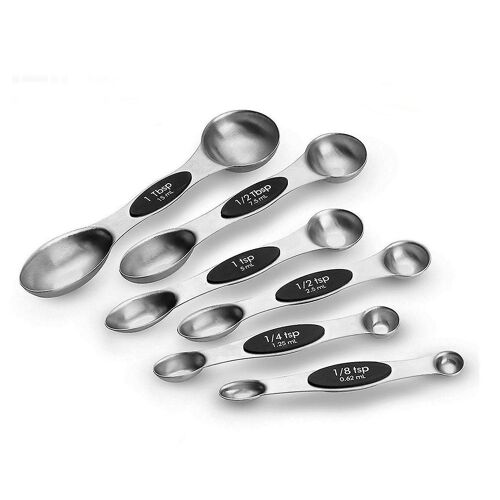 Ensemble De Cuillères Doseuses À Double Extrémité - Outil De Cuisine Magnétique 6 En 1 En Acier Inoxydable Pour Des Mesures Précises