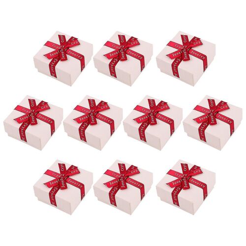 10 Boîtes À Bijoux En Papier De Qualité Supérieure Avec Motif Noeud Pour Bagues, Colliers Et Bracelets - Coffrets Cadeaux Compacts