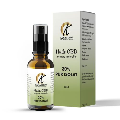 Huile Cbd, 30% Isolat, Mct Bio, 3000 Mg, 10 Ml 