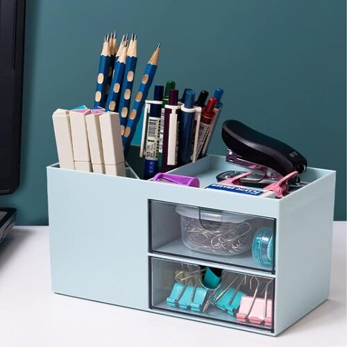 Boîte De Rangement Multifonctionnelle Avec Porte-Stylo Et Tiroirs ¿ Organiseur Élégant Pour La Maison, Le Bureau Et L'école