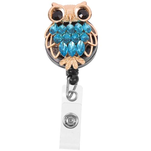 Porte-Badge De Travail Bleu Polyvalent Avec Joli Motif Hibou, Rétractable, Matériaux Durables, Idéal Pour Les Cartes D'identité Et Les Badges