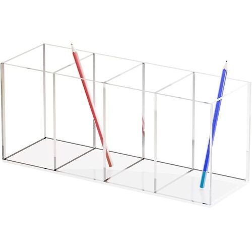 Organiseur Transparent À Quatre Compartiments Pour Fournitures De Bureau, Pinceaux De Maquillage Et Articles De Salle De Bain