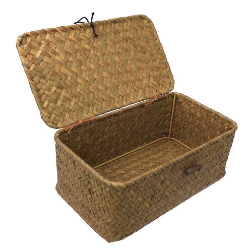 Panier Tressé En Paille Naturelle Orange - Solution De Rangement Écologique Disponible En Tailles S, M, L Pour L'organisation De La Maison
