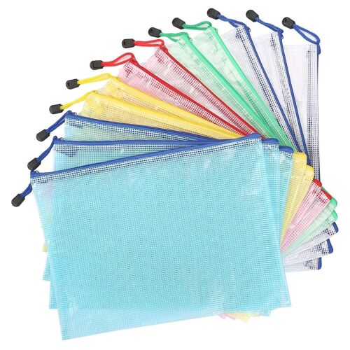 Lot De 12 Pochettes À Documents B5 Zippées ¿ Organiseurs Colorés Pour La Maison, L'école, Le Bureau Et Les Voyages ¿ Pvc Durable Et Résistant À L'eau