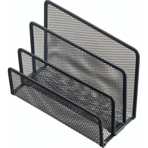 Classeur De Bureau À 3 Niveaux En Plastique Noir 17,5 X 8,2 X 13 Cm Pour Lettres, Cartes De Visite, Blocs-Notes Et Fournitures De Bureau