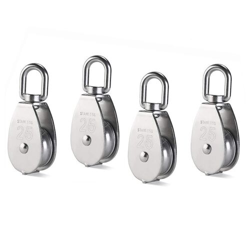 Lot de 12 poulies en acier inoxydable haut de gamme M25, charge maximale 35 kg, rotation à 360 degrés, usage intérieur/extérieur