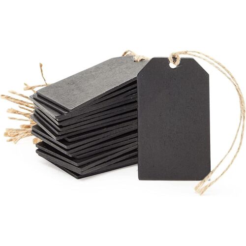 12 mini-tableaux noirs en bois pour cadeaux, étiquettes et décorations - 5 x 7,9 cm, faciles à nettoyer, polyvalents