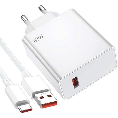 Chargeur 67w Ultra Rapide + Câble Usb-C 6a Pour Xiaomi 14, 14 Pro, 13t, 13, 12, 12t Pro, Redmi 12, Redmi Note 12 Pro, Note 11/10/9/8 - Booling