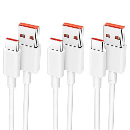 3 Câble USB-C Charge Rapide 6A pour Xiaomi Redmi 13C, Redmi 12, Redmi 9, 9A, 9C, 10A, 9T, 10C - 1 Mètre - BOOLING