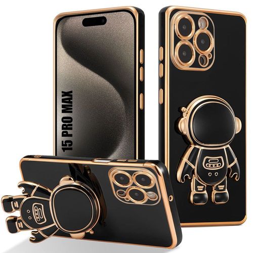 Coque Silicone Pour Iphone 15 Pro Max, Protection Tpu Souple Antichoc Avec Support Space Man Noir - E.F.Connection