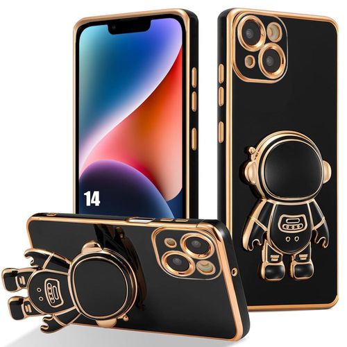 Coque Pour Iphone 14 - Protection Silicone Souple Avec Support Réglable Astronaute - Noir - E.F.Connection