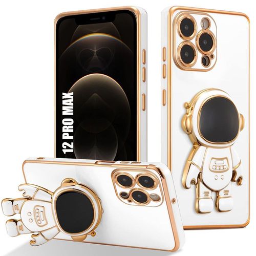 Coque Pour Iphone 12 Pro Max, Protection Antichoc Tpu Souple Avec Support En Motif Astronaute - Blanc - E.F.Connection