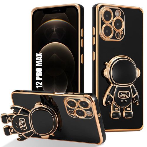 Coque Pour Iphone 12 Pro Max, Tpu Souple Slim Anti-Rayures Avec Support Ajustable Motif Astronaute - Noir - E.F.Connection
