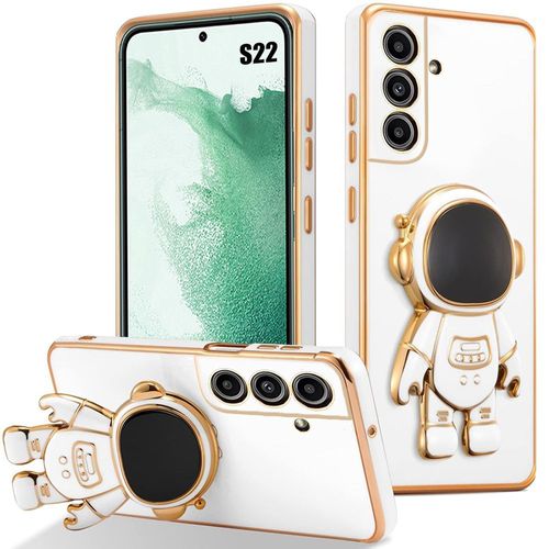 Coque Pour Samsung Galaxy S22, Protection Silicone Antichoc Avec Support Motif Space Man - Blanc - E.F.Connection