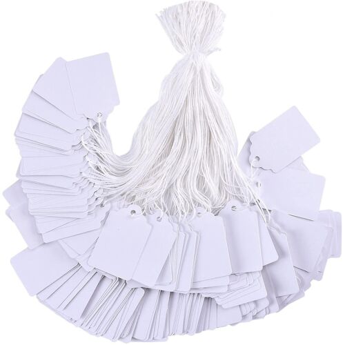 Étiquettes Blanches Avec Fil De Coton Et Polyester - Finitions Lisses Et Mates Pour L'identification Et La Vente Des Produits