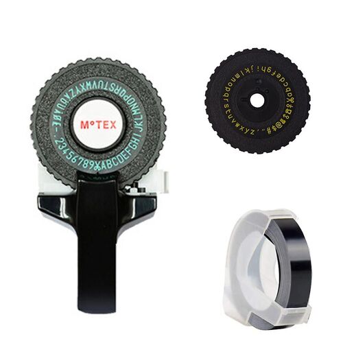 Étiqueteuse compacte avec 2 rouleaux de ruban adhésif noir, 2 m de ruban adhésif, design convivial, pour projets de bricolage et décoration intérieure