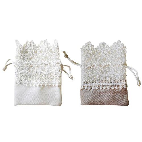 Lot De 10 Pochettes À Bijoux En Dentelle Avec Cordon De Serrage Pour Cadeaux, Mariages, Fêtes Et Rangements
