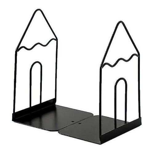 Serre-Livres En Fer Forgé ¿ Support De Livre Durable Pour Bureau Et Maison, 1 Paire, Noir Classique, 13,5 X 11 X 21 Cm