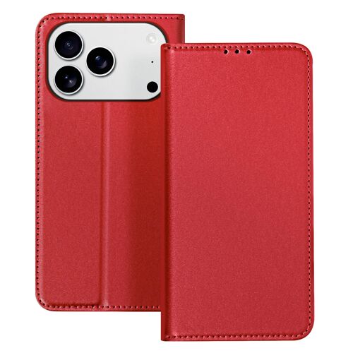 Étui pour iPhone 17 Pro en Cuir avec Portes Cartes et Rabat Aimanté Rouge