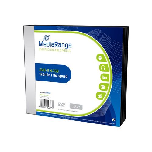MediaRange - 5 x DVD-R - 4.7 Go (120 minutes) 16x - boîtier CD étroit