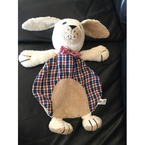 Doudou Chien Cp International Beige À Carreaux Malice Et Bulle 29 Cm