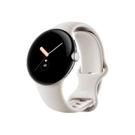 Google Pixel Watch - Argent poli - Montre connectée avec bracelet - fluoroélastomère - craie - taille du bracelet : L - 32 Go - Wi-Fi, NFC, Bluetooth - 36 g