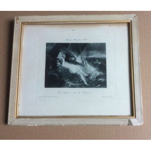 Estampe : Le Baiser De La Sirène (Wertheimer - Estampe Miniature N°168) (Dans Cadre Avec Verre- Dimension De L'ensemble : 22x19 Cm)