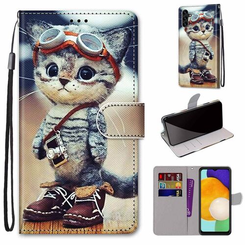 Saturcase Coque Pour Samsung Galaxy A13 5g, Beau Pu Cuir Magnétique Flip Portefeuille Support Porte-Carte Dragonne Protecteur Housse Étui Pour Samsung Galaxy A13 5g (Dh-15)