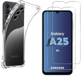 Coque Antichoc Pour Samsung Galaxy A25 5g Et 2 Verres Trempé Film Protection Ecran Phonillico®